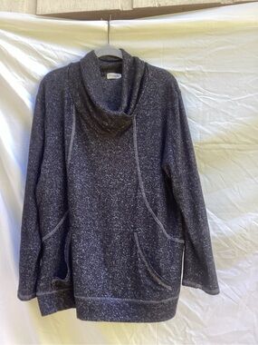 Loveappella Charcoal Speckled Cowl-Neck Sweater, size XL